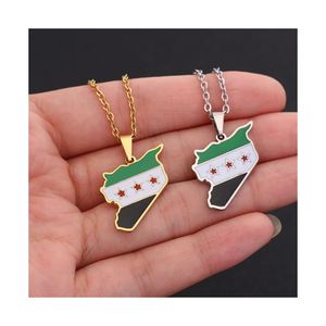 Hot Selling Metal Necklace Syria <b>Map</b> Flag Pendant Creative Jewelry Men and Women Metal Necklace Pendant Customize - Product Image 1