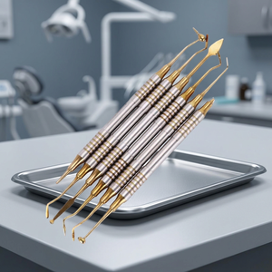 Ensemble de séparateurs gingivaux manuels en acier inoxydable, instruments chirurgicaux dentaires de classe I, poignée moletée, couleur argent - Product Image 2