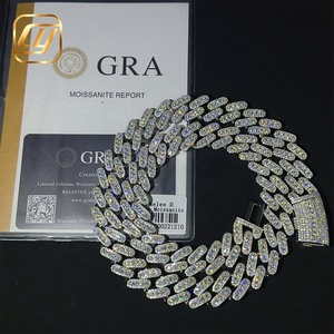 สร้อยคอแบบ Cuban Link เงินแท้ 925 ประดับเพชร Moissanite VVS ระดับ GRA พร้อมใบรับรอง ขนาด 15 มม. สไตล์ฮิปฮอป - Product Image 1