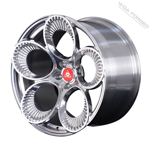 Jantes en alliage forgé monobloc, design trèfle à quatre feuilles, finition chromée argentée brillante, polies, 6061-t6, pour <span class=keywords><strong>Alfa</strong></span> <span class=keywords><strong>Romeo</strong></span> Lamborghini - Product Image 6