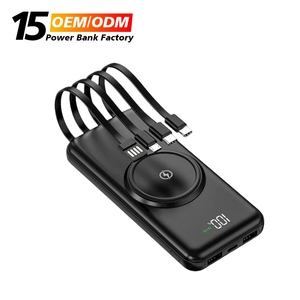 Bestseller Tragbare Kabellose Powerbank mit Integrierten Kabeln Schnellladegerät 30000mAh Kabellose Ladestation - Product Image 1