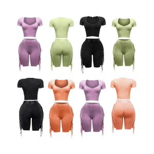 Women 2 Piece Shorts <b>Set</b> Crop Top Summer Outfit Matching Co Ord <b>Set</b> - Product Image 1