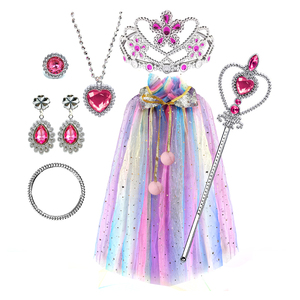 QS vente chaude filles <span class=keywords><strong>princesse</strong></span> bijoux mode déguisement ensemble jouets filles colorées jeu <span class=keywords><strong>de</strong></span> rôle effectuer portant cape jouets - Product Image 1