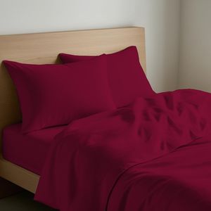 Ensemble de draps en coton Bordeaux, taille française, taies d'oreiller incluses - Product Image 1