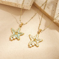 Collar de Estrella de Mar con Incrustaciones de Perlas Elegante de la Serie Océano para Mujer, Delicioso Regalo de Verano, Joyería con Temática Marina al por Mayor TGXL14856