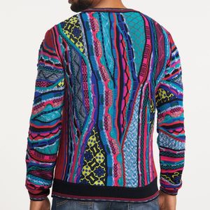 Pull jacquard personnalisé Carlo <span class=keywords><strong>Colucci</strong></span> aux éléments colorés et ambiance rétro des années 90 - Fabricant de pulls tricotés sur mesure - Product Image 3