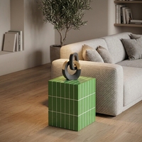 Ensemble de tables d'appoint en métal en forme de cube mosaïque artistique, empilables, avec revêtement antirouille, pour salle de bain, salon, appartement