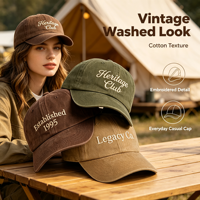 Gorra de Béisbol Vintage de Algodón Lavado, Estilo Dad Hat, con Logotipo Bordado, Suave, Sin Estructura, para Hombre y Mujer, en Varios Colores Neutros