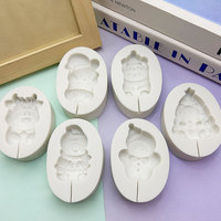 Moule en silicone en forme d'animal de Noël mignon pour la cuisson de chocolat, de mousse au chocolat française, de sucettes, de savon, moules à résine époxy