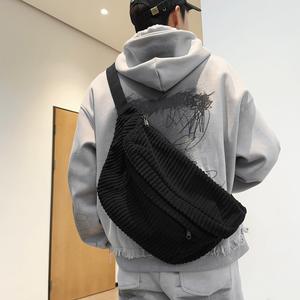 OEM velours côtelé voyage poitrine bandoulière sac banane rétro extérieur élégant Sport taille sac hommes grande pratique ceinture <span class=keywords><strong>Bum</strong></span> hanche ventre sac - Product Image 3