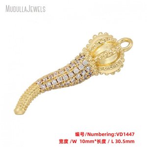 PM54332 Ciondolo Classico a Peperoncino Placcato <span class=keywords><strong>Oro</strong></span> con Zircone Cubico Corno Italiano <span class=keywords><strong>Cornicello</strong></span> Portafortuna per la Creazione di Gioielli - Product Image 2