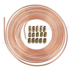 Kit de conduites de frein universelles en cuivre nickelé de 25 pieds, raccordement 3/16 " OD avec 15 écrous, antirouille, résistant à la corrosion S03K000002 - Product Image 1