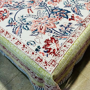 Nappe florale vintage crème multicolore en coton, housse de table imprimée, linge de table, décoration de cuisine, housse de table lavable - Product Image 1