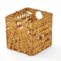 Panier de rangement tressé en jacinthe d'eau personnalisé, portable, pour vêtements et collations, style tendance, grande taille