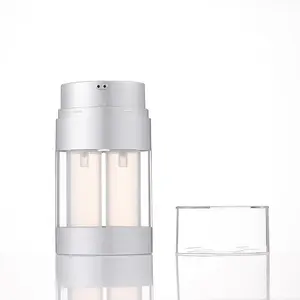 Double Tube 2*15ml 2*30ml Airless Pump Bottle Custom Empty Cosmetic Plastic New Design Square Dual Chamber 2 In 1 Airless Bottle