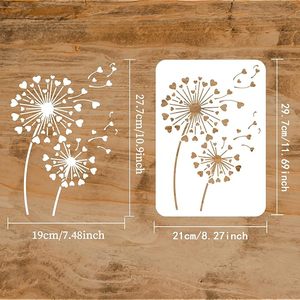 Cuori Stencil pittura a dente <span class=keywords><strong>di</strong></span> leone 21x29.7cm modello a forma <span class=keywords><strong>di</strong></span> cuore riutilizzabile piante tema scavare Stencil per la pittura - Product Image 3
