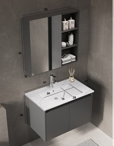 Mueble de baño nórdico minimalista para colgar en la pared con lavabo integrado y elegante armario de almacenamiento para baño - Product Image 1
