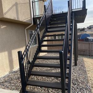Modern Design Outdoor Straight Steel Staircase Powder Coated Rustproof Frame with Durable <strong>Grated</strong> <strong>Treads</strong> Safety Access for Villas - Product Image 3