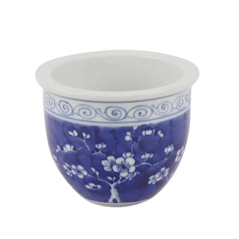 Vasos de cerâmica para plantas, vasos decorativos chineses de azul e branco pintados à mão