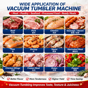 เครื่องนวดเนื้อสุญญากาศสแตนเลสอุตสาหกรรมสำหรับหมักไก่ เนื้อวัว เนื้อหมู อาหารทะเล อุปกรณ์แปรรูปอาหาร - Product Image 5