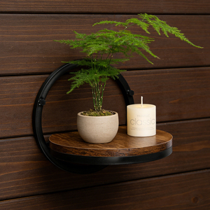 Étagère murale ronde pliable en métal et bois pour plantes suspendues, support mural pour plantes pour salon et décoration intérieure - Product Image 3