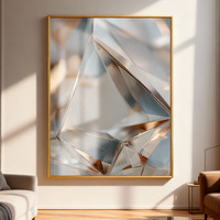 Impressions d'art abstraites en cristal 3D inspirées de l'Art déco, personnalisables en gros, avec encadrement en aluminium doré métallisé