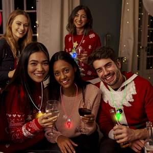 Brilho Natal Luz Colar com Bulbo Pendent Vermelho Verde 3D Xmas Colar Acessórios para Camisola Feia Ano Novo Família Festa - Product Image 2
