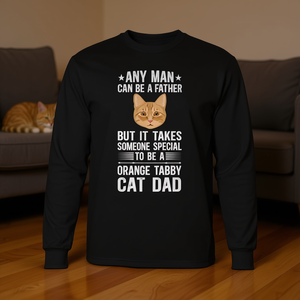 Maglietta a maniche lunghe personalizzabile per papà di gatti tabby arancioni - Promozionale per proprietari di gatti tabby arancioni - Product Image 3