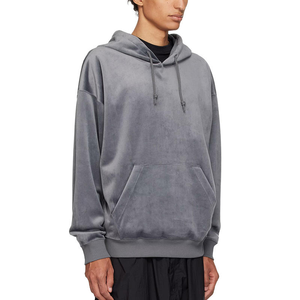 Sweat-shirt à capuche oversize pour homme en molleton de coton, couleur unie, décontracté, épaules tombantes, en velours côtelé - Product Image 2