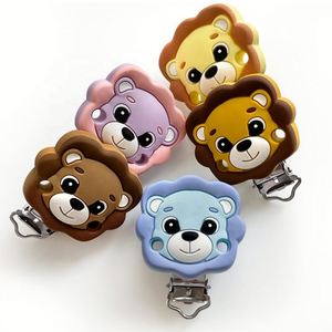Wholesale <b>Custom</b> BPA Free Food Grade Soft Toy Non-Toxic Cartoon Lion Animal Silicone Baby Teething <b>Pacifier</b> Clip EN71/CPSIA/AU - Product Image 5