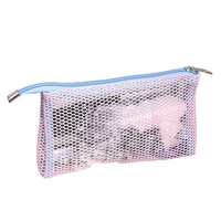 Pochette cosmétique en maille personnalisée avec logo, nouvelle mode, imprimée, en polyester transparent, pour femmes et filles, sac de toilette