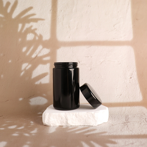 Tùy Chỉnh Thạch Anh Tím Thủy Tinh <span class=keywords><strong>Container</strong></span> Lưu Trữ Tự Nhiên Khử Mùi Rộng-Miệng Đen Glass Jar Nắp Cho Dầu Lưu Trữ - Product Image 4