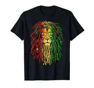 주문을 받아서 만들어진 도매 하나 사랑 Rastafarian 소년 선물 100% 면 T 셔츠 블랙 면 티셔츠