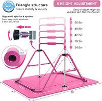 Set de Entrenamiento de Gimnasia para Niños Pequeños con Anillas y Barras de Monopatín, Altura Ajustable, Base Segura y Estable para Área de Juego Interior en Casa