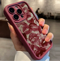Coque de téléphone antichoc en TPU avec motif imprimé lèvres rouges et design d'objectif en échelle pour iPhone 18 17 16 15 14 13 12 Pro Max