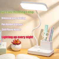 Lampe de bureau LED réglable en plastique avec support pour batterie externe et stylo, idéale pour la lecture dans la chambre ou le bureau d'étudiant en dortoir