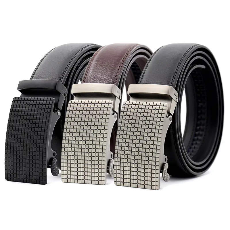 Good Quality Cowskin Genuine Luxury Leather Men's Strap Male Metal Automatic Buckle Belt