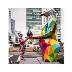 Sculpture en verre peinte sur mesure, motif oiseau géométrique, modèle animal, décoration de surface en bloc, grands ornements immobiliers, vente en gros - Product Image 1