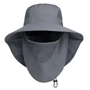 Neues individuelles Logo Outdoor Breite Klammer Gesichtsmaske Hals Klappen Sonnenvisier Eimerhut