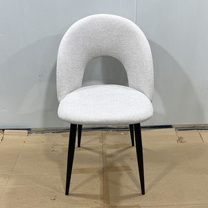 Moderne Beliebte Weiße Hochlehner Ergonomische Gepolsterte Esszimmerstühle mit Metallbeinen und Kunstfell-Samtstoff - Product Image 2