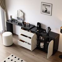 Piano en bois massif, coiffeuse laquée, armoire de rangement minimaliste et haut de gamme pour chambre à coucher, coiffeuse intégrée