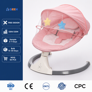 Silla Mecedora <span class=keywords><strong>para</strong></span> Bebés GEEN, Cama de Descanso Relajante, Cuna Eléctrica, Hamaca, Silla de Paseo <span class=keywords><strong>para</strong></span> Recién Nacidos, Unisex, Metálica - Product Image 1