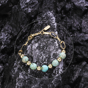 Gioielli Cm Di Grande Successo <span class=keywords><strong>Bracciale</strong></span> <span class=keywords><strong>Turchese</strong></span> Fatto a Mano con Perline Placcato <span class=keywords><strong>Oro</strong></span> 14K per Donna Vendita all'Ingrosso dalla Fabbrica Pulsera - Product Image 5