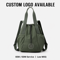 Sac à dos en nylon imperméable avec cordon de serrage, grande capacité, sac fourre-tout pour femme, logo personnalisé, léger, sac à dos décontracté pour étudiants, gym