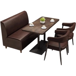 Juego de Sillas y Mesa de Madera con Asientos de Cuero Estilo Vintage para Restaurante, Cafetería, Bar, Hotel, <span class=keywords><strong>Bistro</strong></span> - Product Image 5