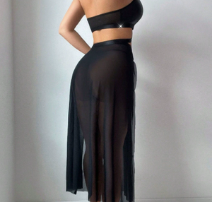 2026 Yeni Stil Seksi İç Giyim Oyuklu Sıkı Spandeks/Polyester Nefes Alabilen Yırtmaçlı İç Çamaşırı Uzun Etek Büyük Beden - Product Image 5