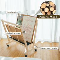 Étagères de rangement et de séchage en bois naturel, grand support d'impression en bois avec roulettes, présentoir et rangement pour artistes
