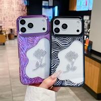 Coque de téléphone Color Shield brillante et colorée en PC électroplaqué, antichoc, avec motif floral diamanté, pour iPhone 17/18 Pro