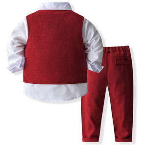 En Gros Ensemble Habillé 4 Pièces pour Garçons de <span class=keywords><strong>1</strong></span> à 5 Ans : Chemise, Pantalon, <span class=keywords><strong>Gilet</strong></span>, Nœud Papillon à Motif Uni pour Anniversaire ou Mariage de Bébé - Product Image 4