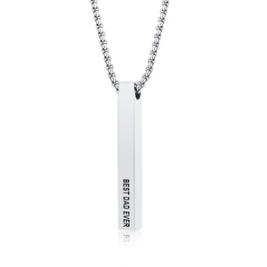 High <span class=keywords><strong>End</strong></span> kadın özel siyah oyulmuş mektup paslanmaz çelik Bar kolye kolye Link zinciri ile gümüş kaplama yıldönümü - Product Image 4